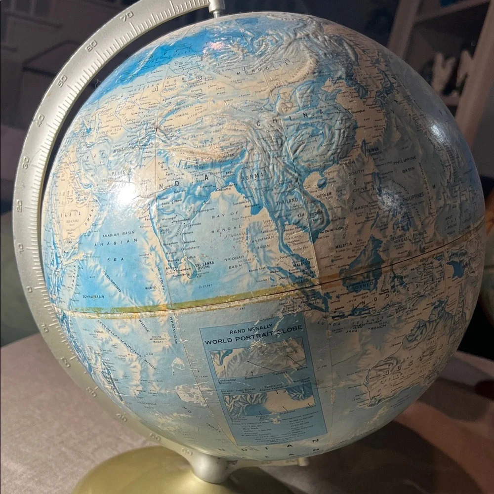 Rand McNally Blue and Cream World Portrait Globe
